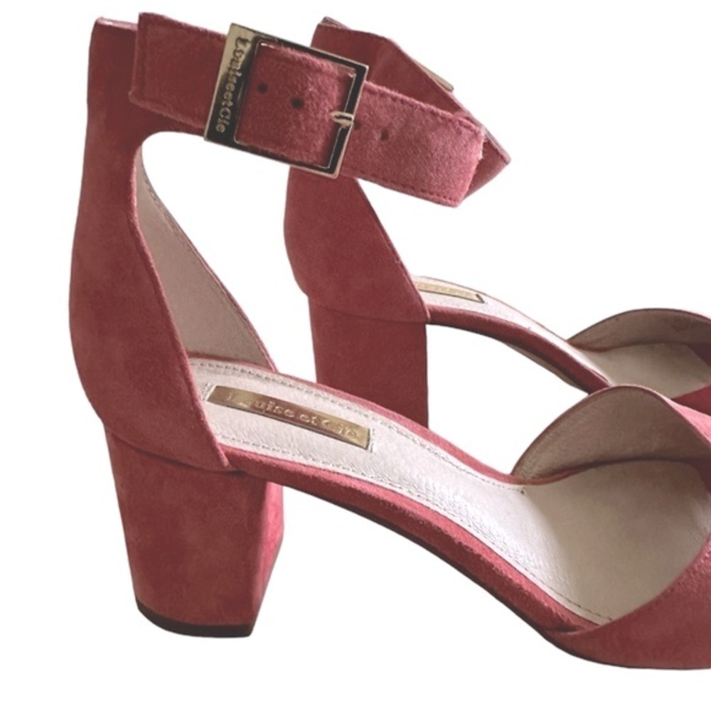 LOUISE ET CIE KARISA ANKLE CUFF PINK SUEDE BLOCK HEEL SIZE 7.5 - Picture 7 of 13